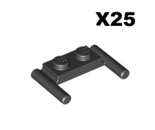 Lego ® Lot 25 Plaques Modifiées Noir Black Plate Modified mini handle 3839 NEW