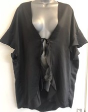 Robe de chambre noire en satin manches courtes Victoria's Secret couverture taille unique