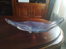 Ancienne Coupe à Fruit en Cristal Bullé Opaline Souffler Style Daum 1960