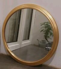 Grand Plateau Miroir Rond Bois et Métal doré laiton ART DECO Vintage