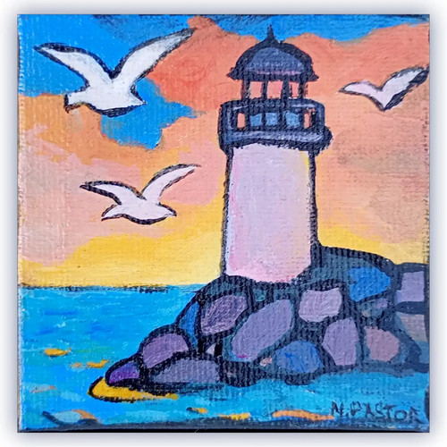 Tableau phare crépuscule - phare,