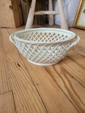 Ancienne corbeille ouvragée faïence fine crème Langeais ? XIXe siècle