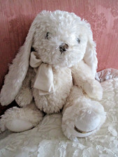 Peluche lapin blanc écru petit noeud LOUISE MANSEN