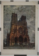 Duvent Charles	La Cathédrale de Reims Circa 1920 Affiche Originale Religion