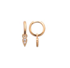 Boucles d'Oreilles Créoles en Plaqué Or - Pendant Goutte Oxyde Zirconium