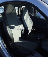 1+1 Housses, Housses de Siège Lux S Gris Tissu + Simili Cuir Pour Smart 450 451