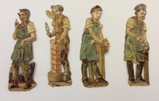 4 Découpis / Chromos anciens les métiers maçon cordonnier menuisier XIXeme 2-A-1