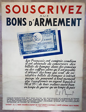 WORLD WAR II c. 1939 SOUSCRIVEZ AUX BONS D'ARMEMENT ORIGINAL POSTER