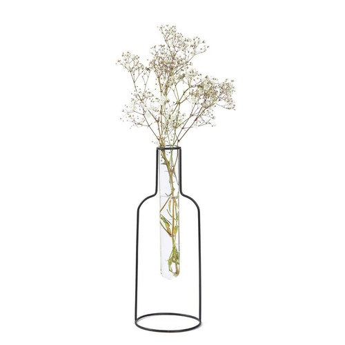 Vase bouteille métal noir - bouteille,