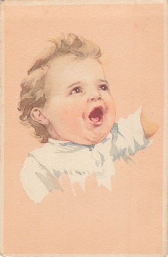 Illustree bebe bouche - cp,