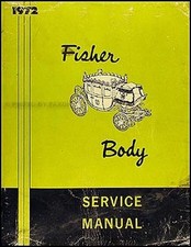 1972 Fisher Corps Service Manuel Original Réparation Atelier Livre Porte Fenêtre