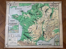 Affiche carte scolaire Vidal n°2 France Cours d'Eau