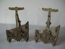 Ancienne paire de porte photo cadre chevalet en métal argenté et verre de 11 cm