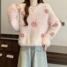 Pull Col Rond Motif Floral