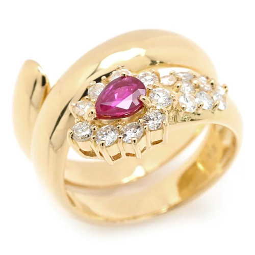 Bague serpent jaune 18k - or,