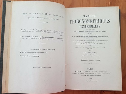 Tables trigonométriques - tables,