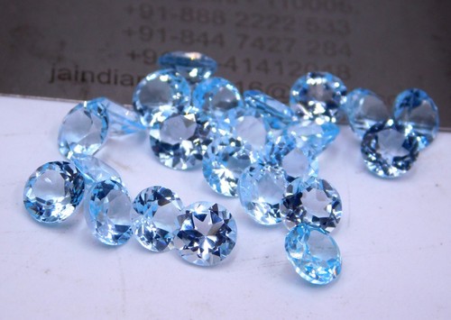 Naturel bleu topaze rond coupe - naturel,