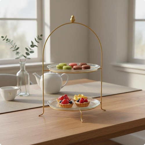 Présentoir gâteaux doré - à,