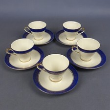 Service à Thé Porcelaine Z&CO Tirschenreuth Bavaria Color Blu Or Vintage 1950