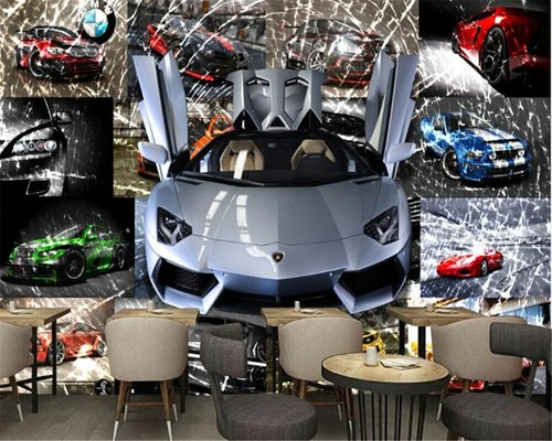 Papier peint voiture course - papier,