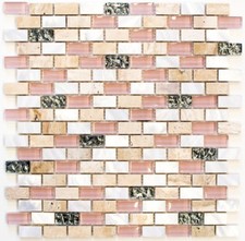 Mosaïque carreau translucide brique pierre verre beige bain 87-B05S_f |10plaques