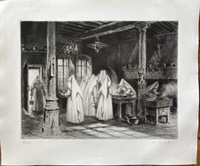 Dans les cuisines des hospices de Beaune - Henry Cheffer - Eau-forte signée