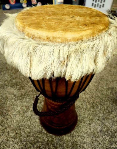 Wooded carved djembe drum - drum, 20"