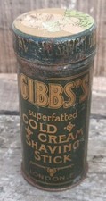 GIBBS ANCIENNE BOÎTE EN TÔLE SAVON À BARBE  LITHOGRAPHIÉE PUBLICITAIRE 