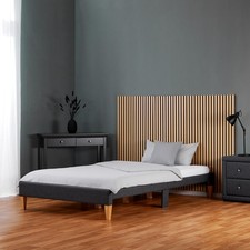 Cadre de Lit Rembourré 140x200 cm Sommier à Lattes Futon Simple Gris Homestyle4u