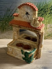 Horloge décorative pierre pot de fleurs et miroir 