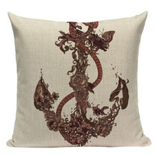 Taie d'oreiller housse de  coussin  mer ocean bateau   45x45 cm 