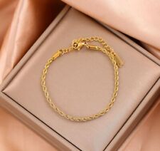 Bracelet Torsadé Chaîne Doré Or Jaune Bijoux Acier Inoxydable Chaînette Réglable