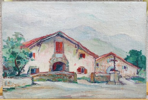 Pays basque tableau huile - pays,