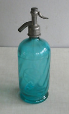 Ancien siphon Logo bière La MEUSE  bouteille verre bleu   René Lezay BLOIS