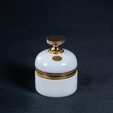 Antique French Opaline Glass Box SEVRES White With Bronze  Ormolu Heavy