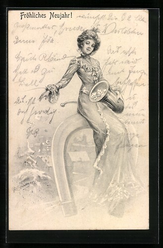 Carte postale dame - , sur