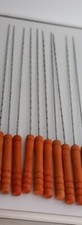 Lot de 12 brochettes à barbecue en inox et bois mesurant 40 cm - TBE