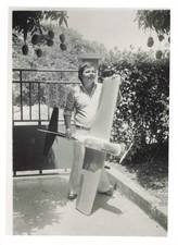 ANCIENNE PHOTOGRAPHIE JEUNE HOMME AVEC SON MODELE AVION MAQUETTE?