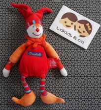 DOUDOU PELUCHE MOULIN ROTY DRAGOBERT CLOWN LUTIN ROUGE ORANGE GRELOTS 24cm D1800