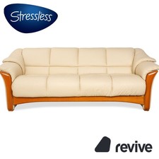 Sofa Couch Stressless Oslo En Cuir Crème Quatre Places