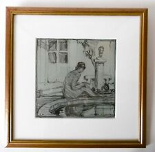 JEAN-ADRIEN MERCIER, LITHOGRAPHIE, FEMME AU BORD D'UN BASSIN, SIGNEE, circa 1930