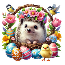 Autocollant mural autocollant hérisson de Pâques doux autocollant mural 18...