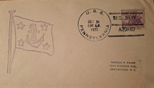 US Navy  postal cancelation stamp U.S.S Pennsylvania Sec. Navy aboard 1933