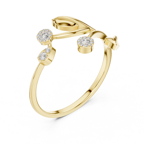 Bague diamant rond naturel - bague, en