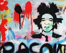 SPACO signed BASQUIAT WALL tableau POP street ART graffiti paint canva Banksy