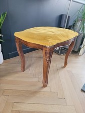 Tabouret ottoman en bois et velours