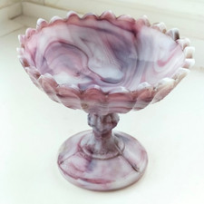 Ancienne Coupe  Vide Poche Baguier en Opaline de Foire Mauve Marbré Portieux ?