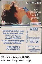 F239 989 V10-V2 VOS PASSIONS 50 u PUCE GEM1 TRAIT horizontal bleu SUR  ge  D'EMB