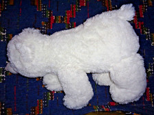 PLC/ DOUDOU PELUCHE  OURS POLAIRE BLANC NEZ GRIS BLANCHE PORTE 46cm EXC ETAT