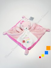 Doudou Plat Ours Rose Blanc Noeud Des Tous Petits Bisous Mots D'enfants Leclerc
